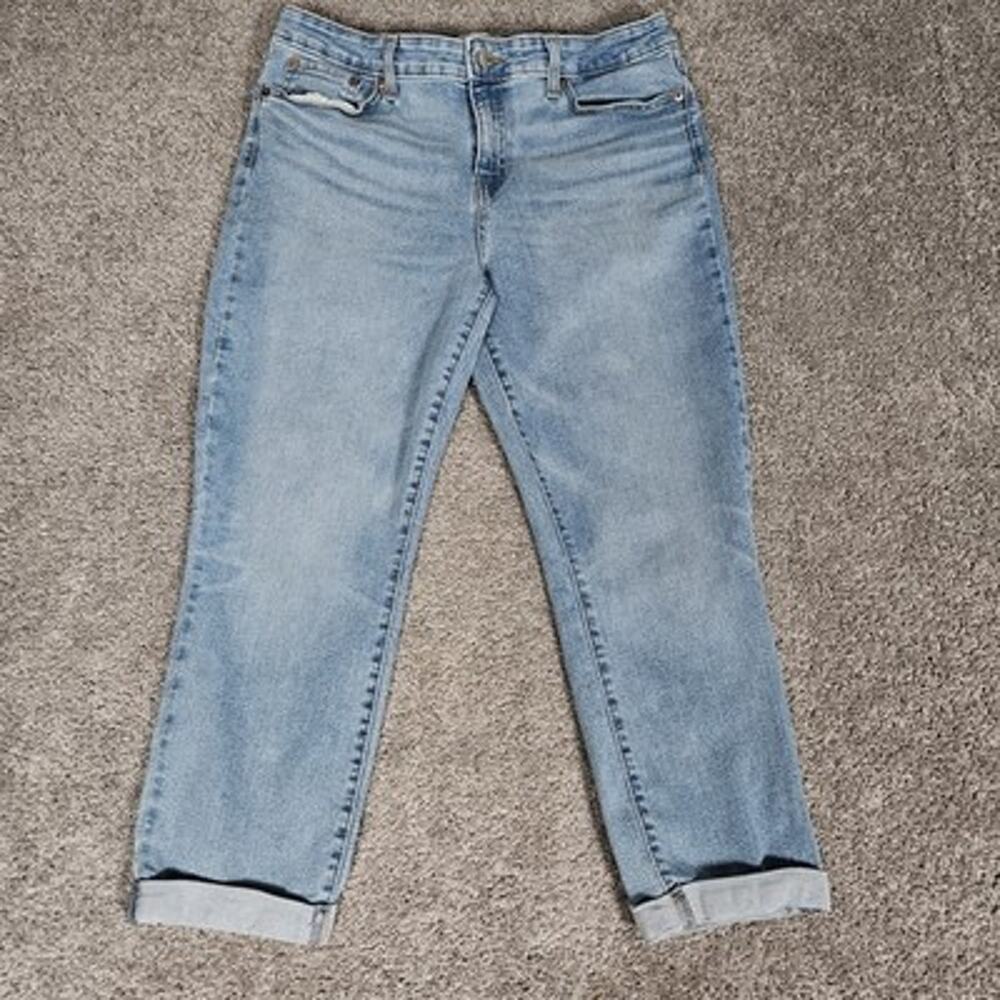 Levi's Denizen Boyfriend Jeans Women's 14 Blue Cuffed Stretch Boho Casual